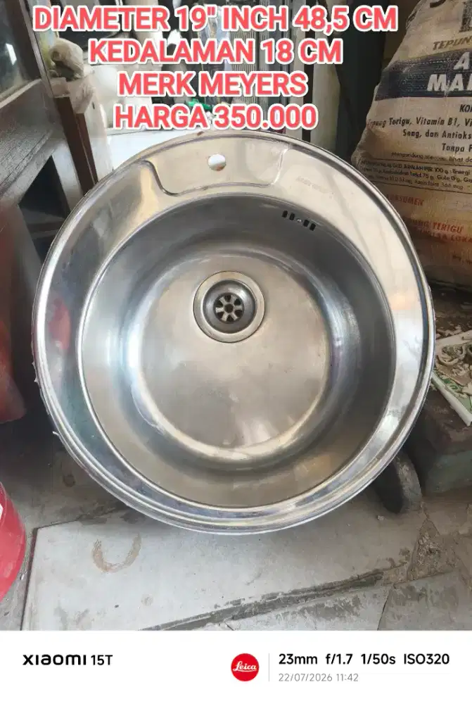 WASHTAFEL WESTAFEL SINK STAINLESS 48,5x18 MERK MEYES SEKEN REKONDISI