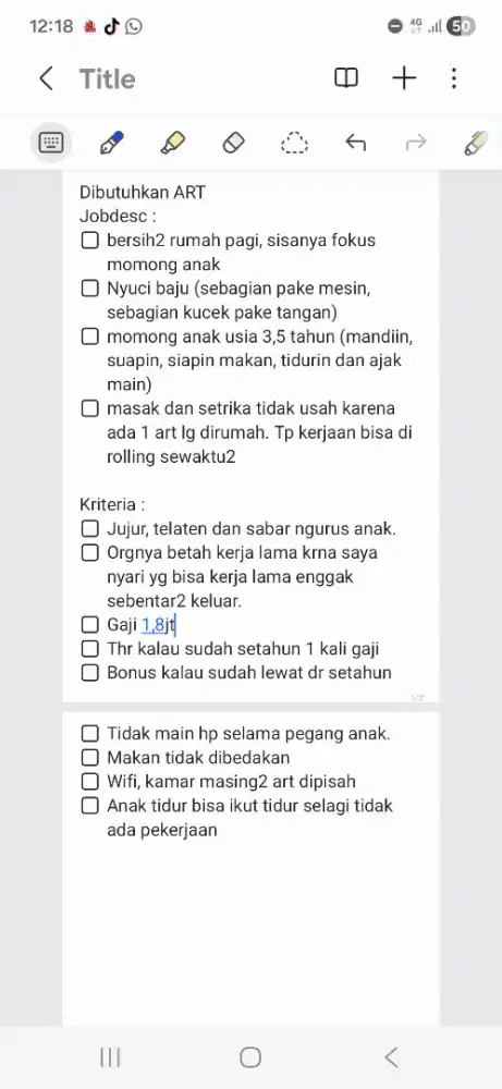 Di cari ART + Momong anak usia 3.5 tahun