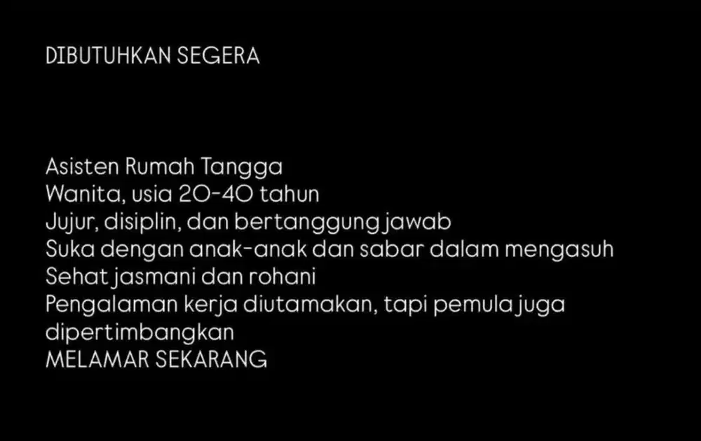 Mencari Asisten Rumah Tangga