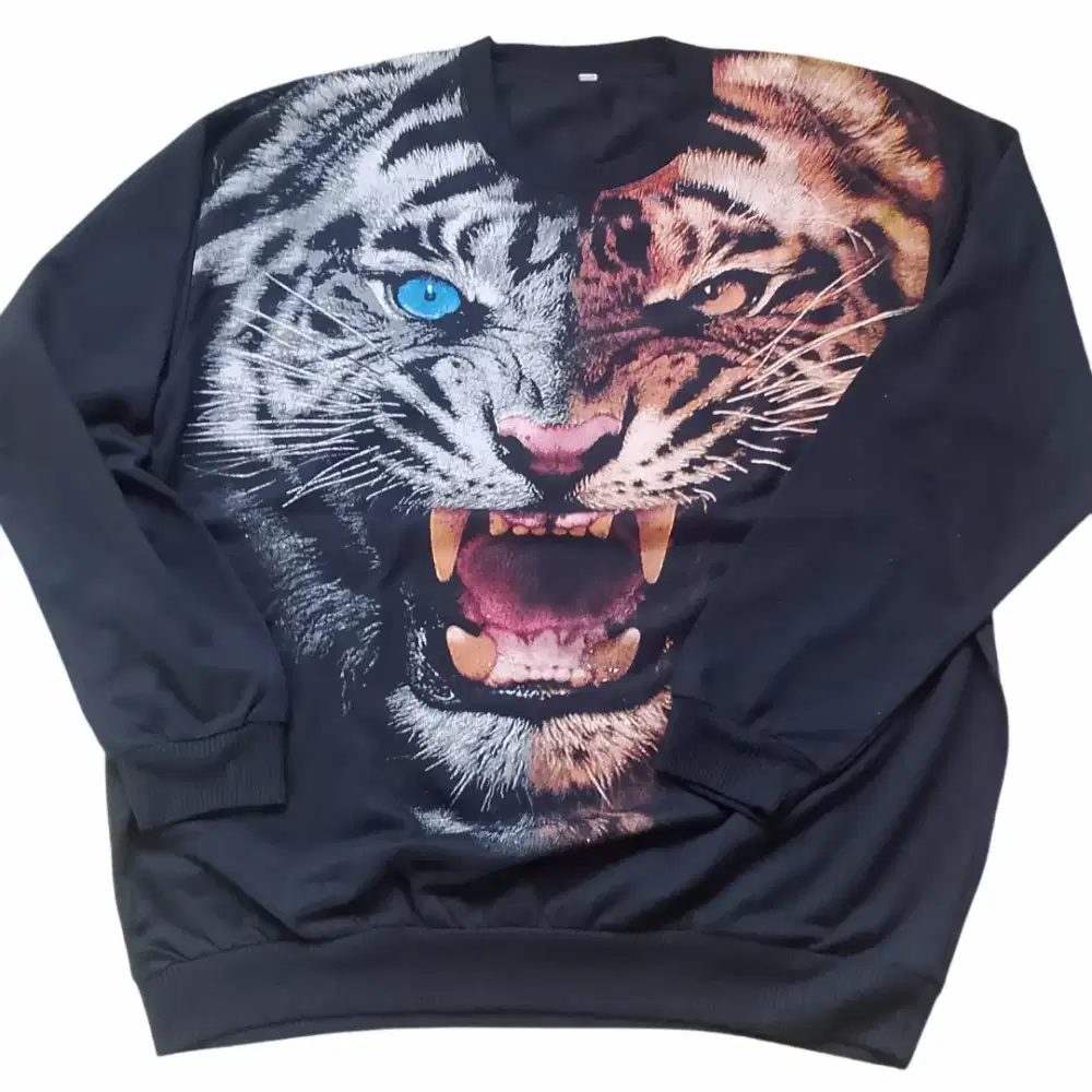Sweater Pria/Wanita Motif Kepala Harimau