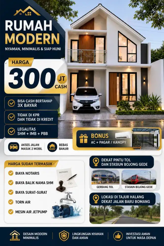 Cuma 300 jt , bisa nego , bisa cash bertahap 3x bayar , surat shm