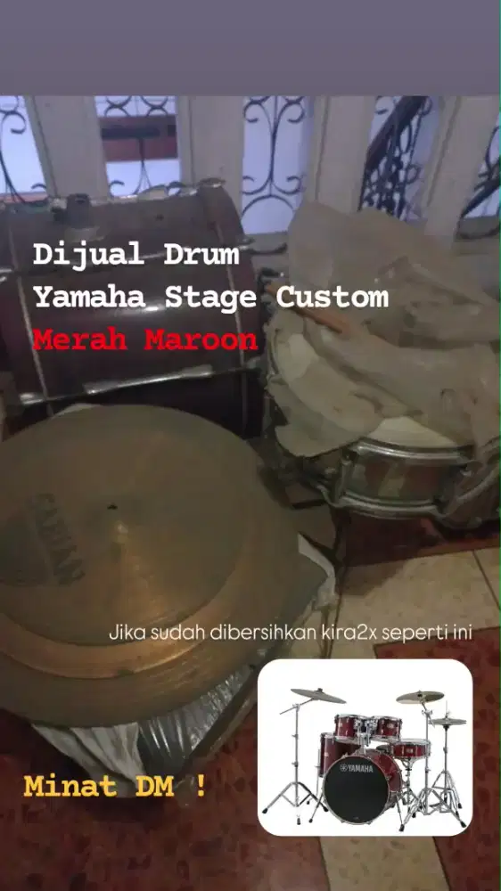 Drum Yamaha Custom Stage Merah Maroon
