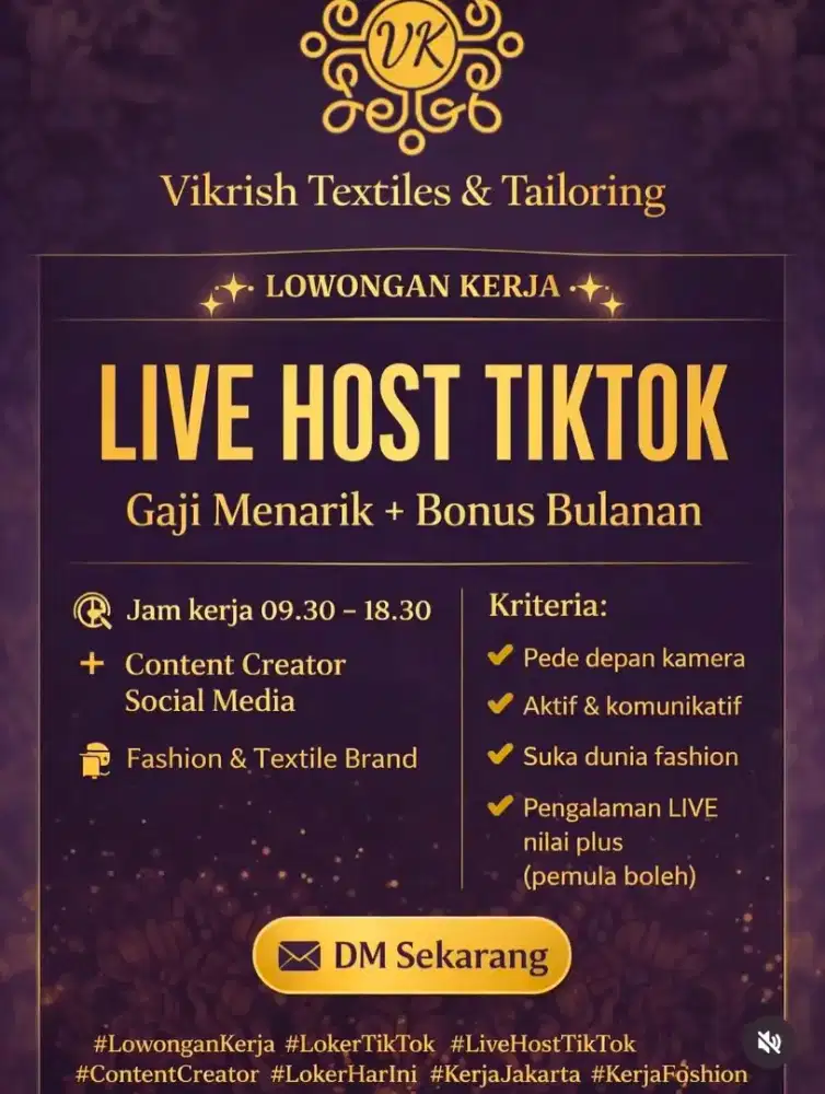 Di cari seorang wanita untuk sales