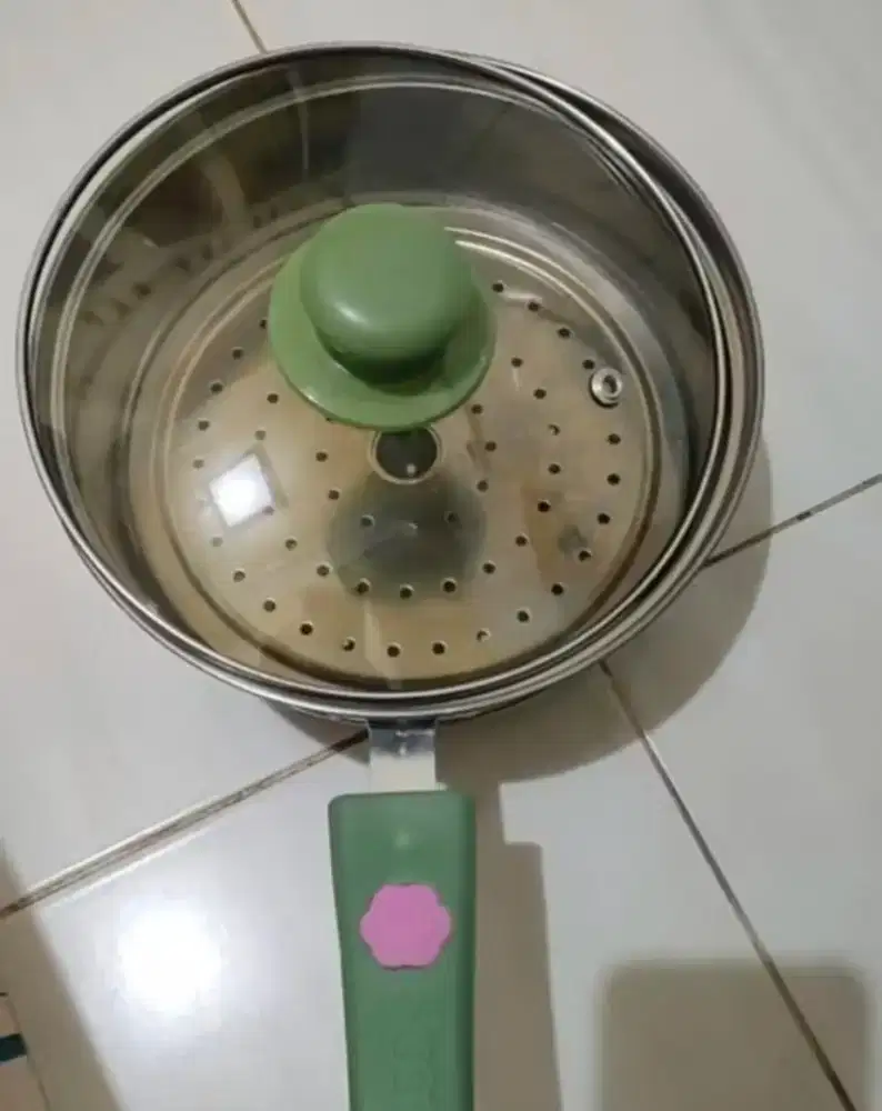 Panci Susu Stainless Steel + Kukusan 18cm
