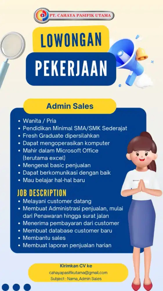 Di cari Admin sales