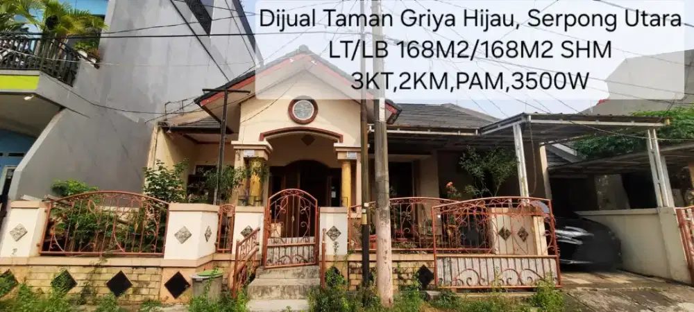 Dijual rumah taman griya hijau 1, serpong utara < 2 rumah jadi 1> SHM