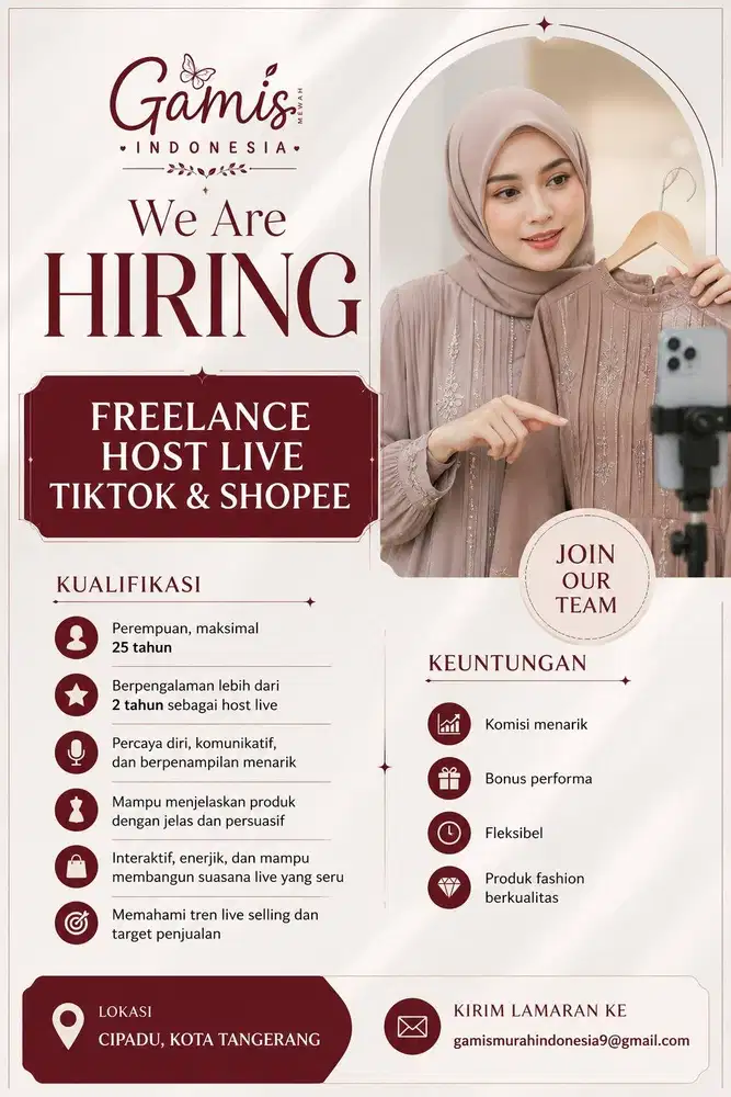 Cari Host Live TikTok & Shopee (Freelance) – Penghasilan Menarik!
