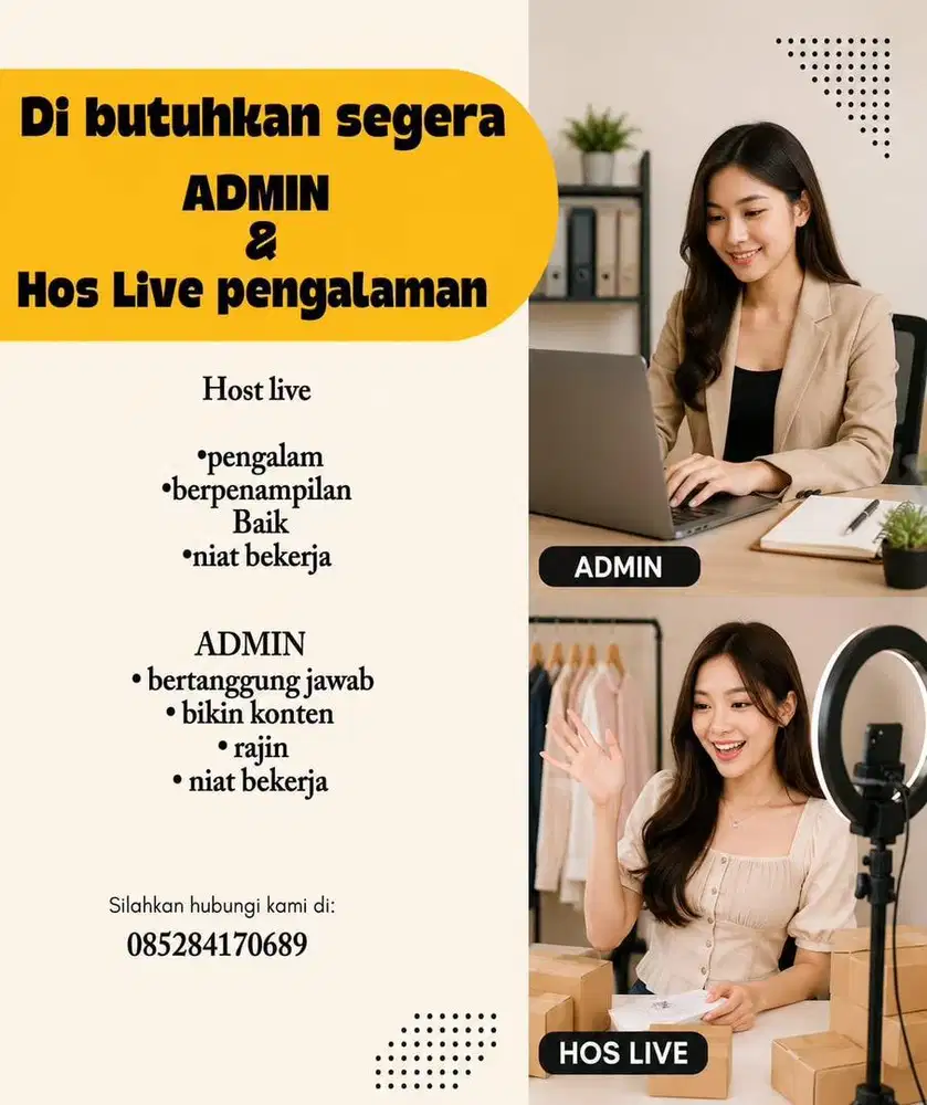 CARI KARYAWAN HOST LIVE & TALENT