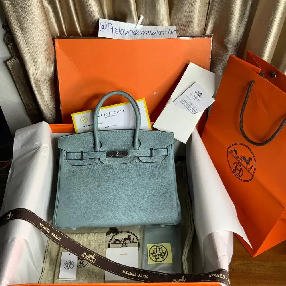 Preloved Birkin 30 Ciel Togo Palladium Hardware authentic