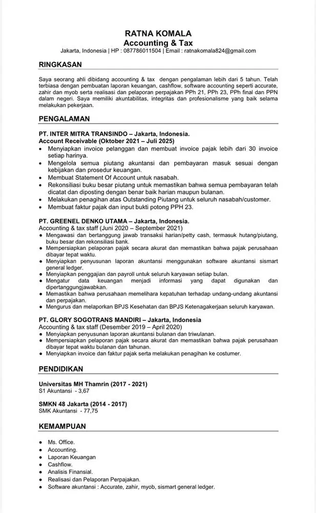 Staff Finance & Accounting