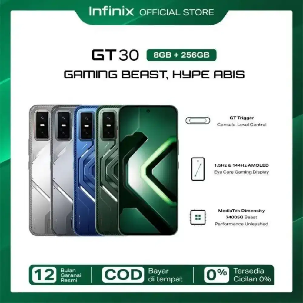 Infinix GT 30 RAM 8+8GB ROM 256GB NFC AMOLED 144Hz Garansi Resmi