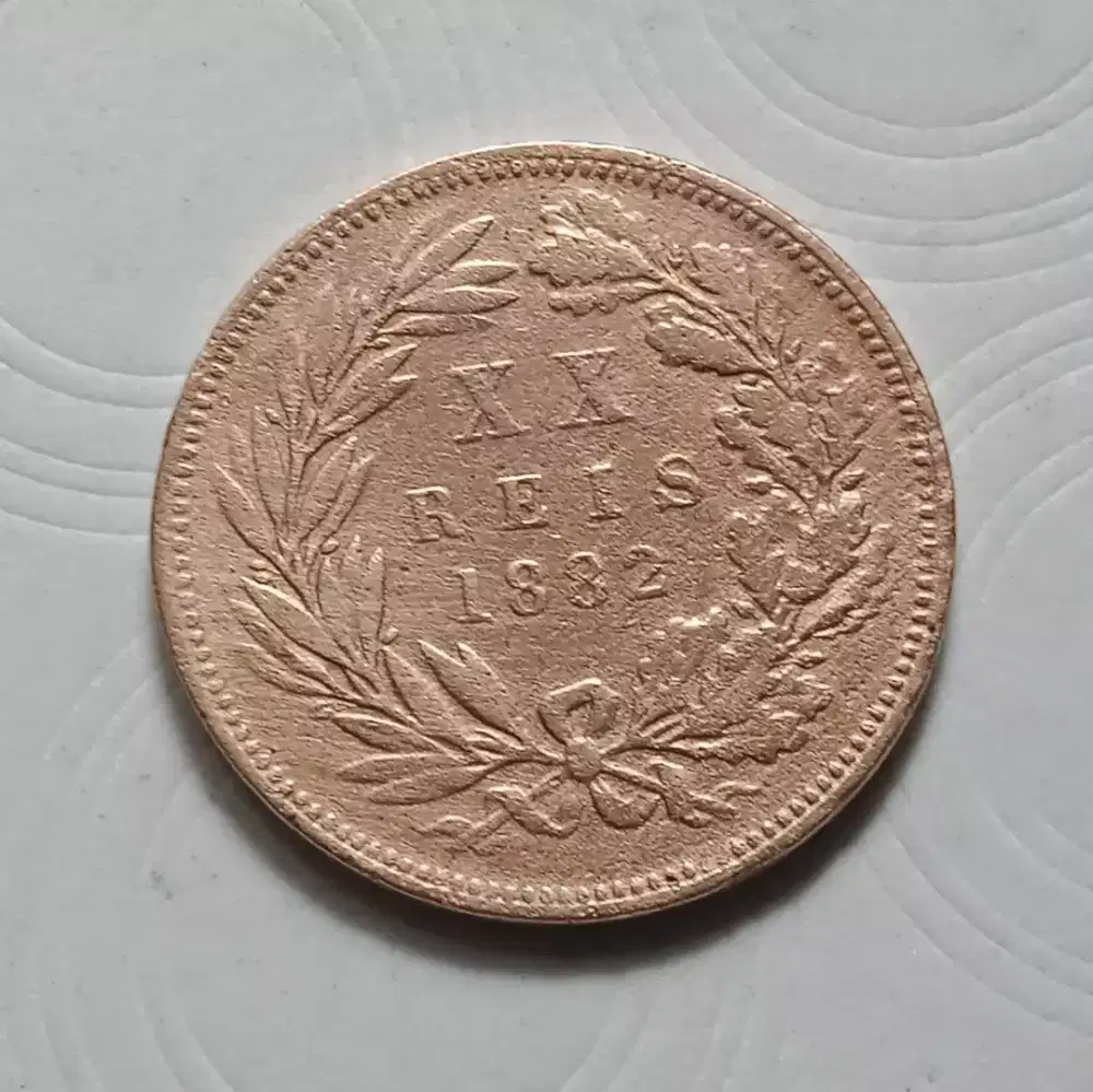 Koin LANGKA 1882 KING LUIZ 20 REIS PORTUGAL KOEKSI KUNO