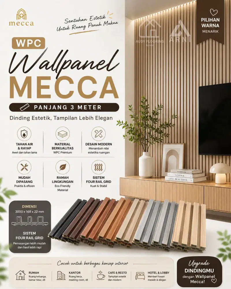 WPC Wallpanel Mecca 3 Meter | Panel Dinding Dekorasi Interior Modern