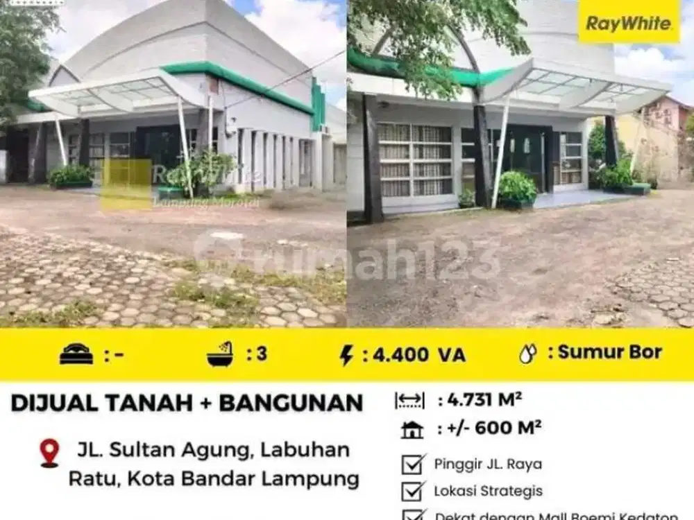 DIJUAL RUMAH DAN TANAH STRATEGIS DAN LUAS DI KEDATON