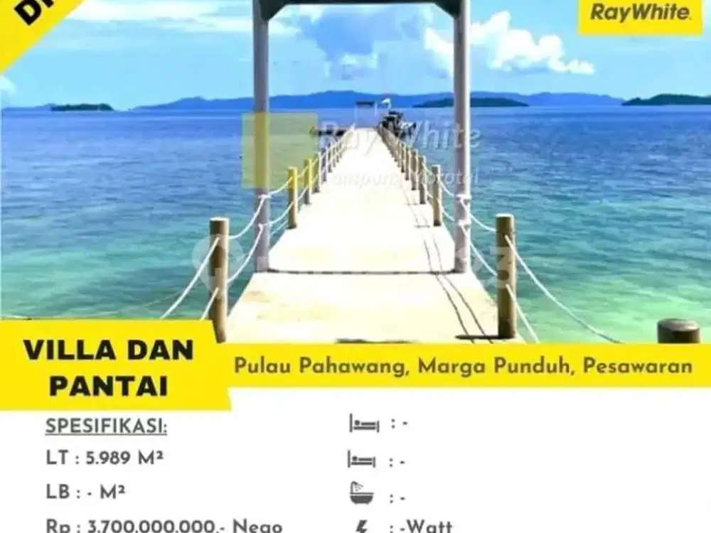 DIJUAL VILA DAN TANAH PANTAI DI PUNDUH PIDADA, PESAWARAN