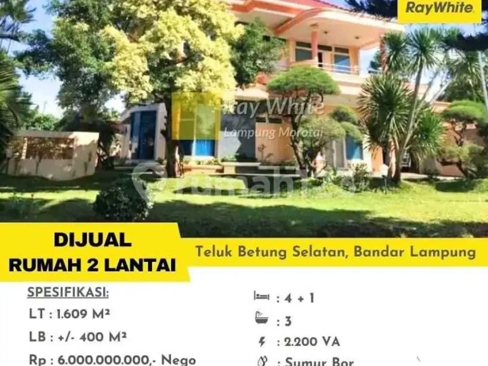 dijual rumah mewah memiliki kolam renang di teluk betung selatan