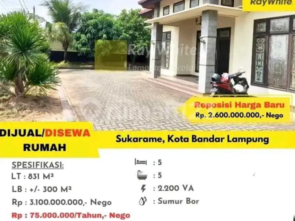 DIJUAL/SEWAKAN RUMAH DI SUKARAME KOTA BANDAR LAMPUNG