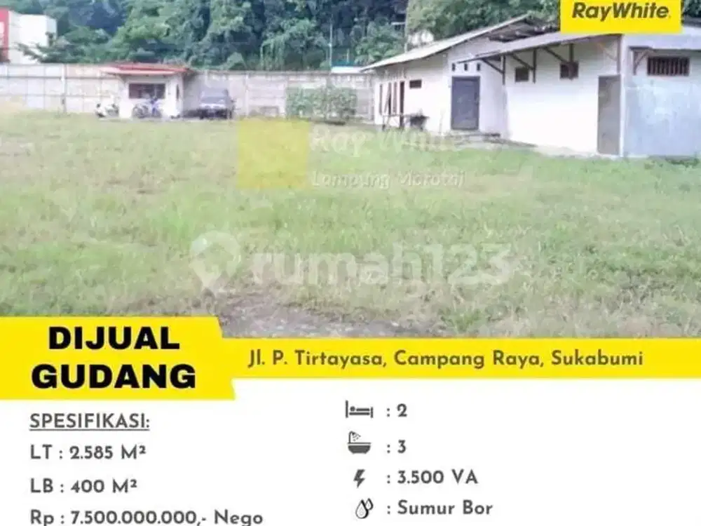 DIJUAL GUDANG DI JL.P.TIRTAYASA SUKABUMI BANDAR LAMPUNG