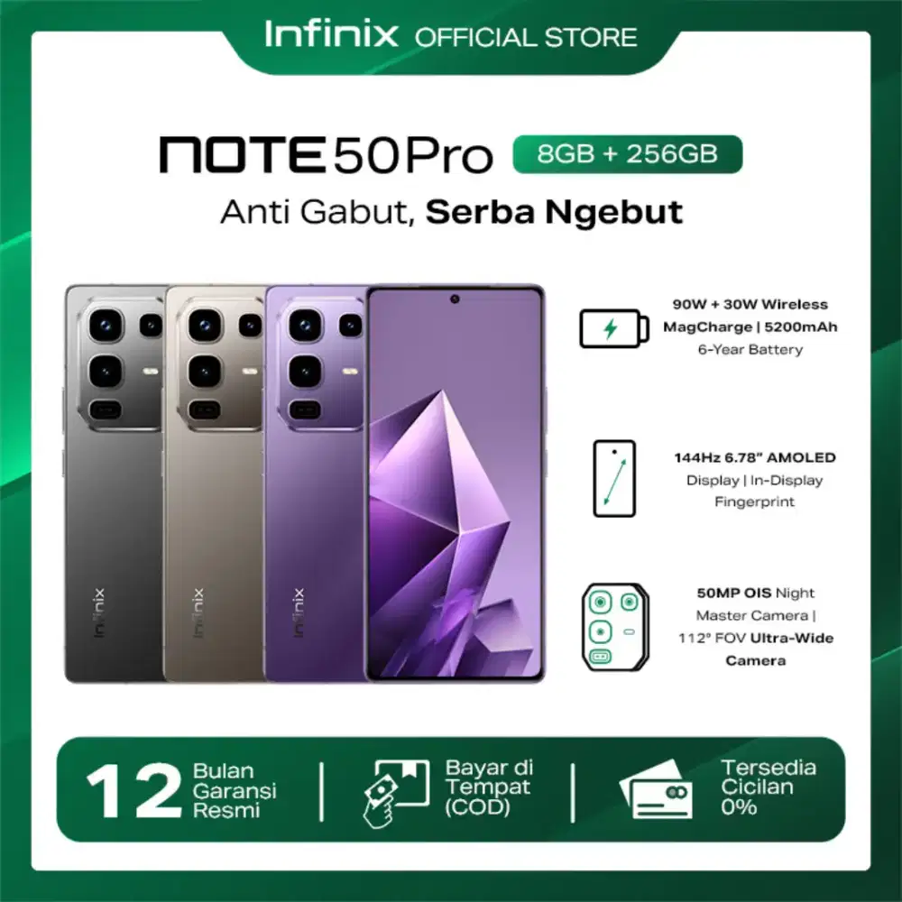 Infinix Note 50 Pro RAM 8+8GB ROM 256GB 90W Fast Charge 30W Wireless