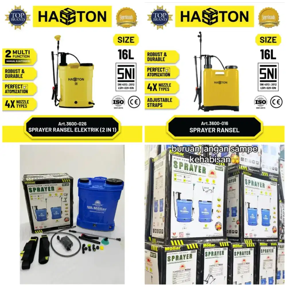 Semprotan Sprayer Tanaman Hama Electric Manual HASSTON 16 L XENON 13 L