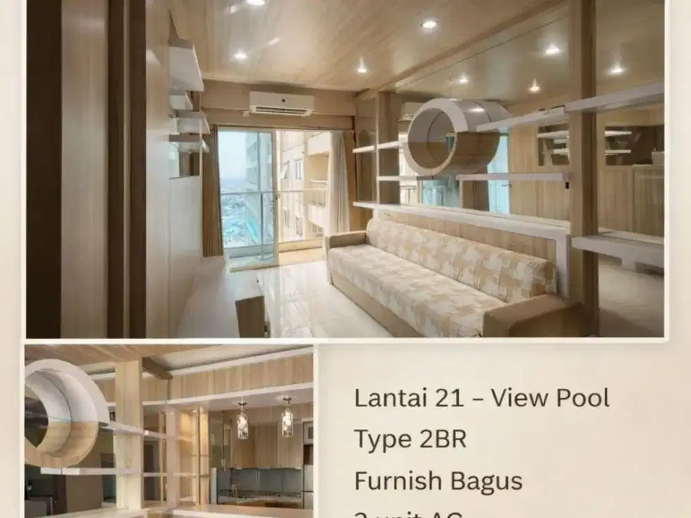 Disewakan Apartemen Puncak Bukit Golf Lantai 21 View Pool 2 BR ada 2 AC