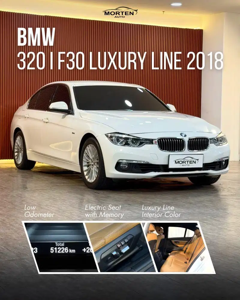 [ KM 51 rb ] BMW 320i Luxury F30 LCi 2019, White on Cognac