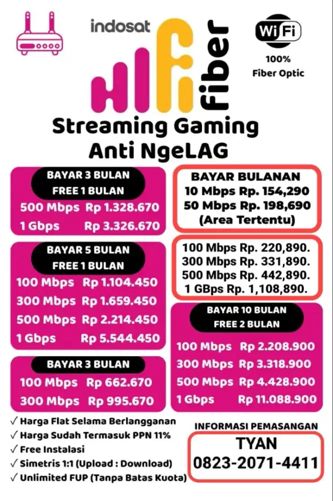 Indosat HIFI promo area tertentu 10mbps dan 50mbps