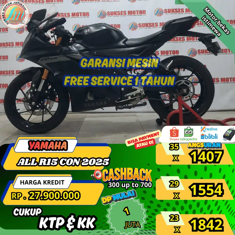 YAMAHA R15 CONNECTED 2025 ANGSURAN TERMURAH SYRT KTP&KK (SUKSESMOTOR)