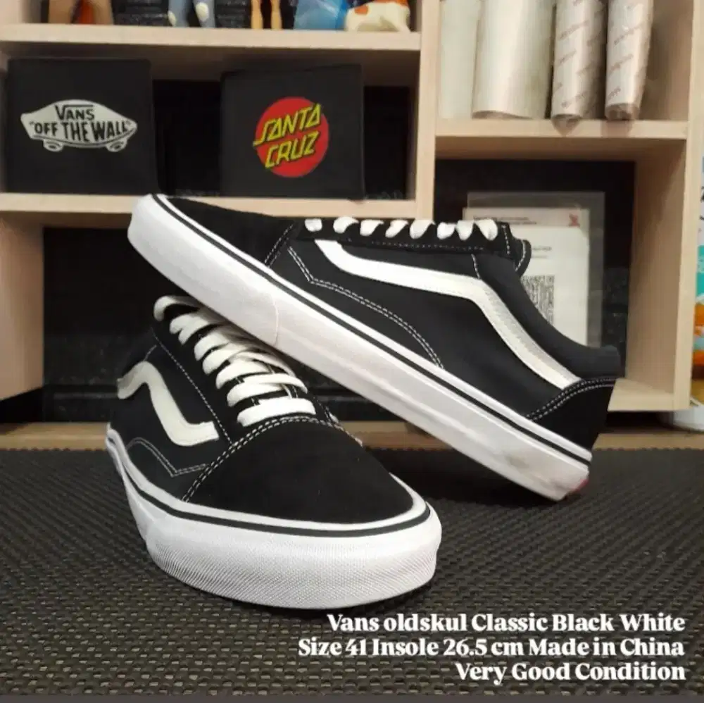 Vans Old Skool Classic Black White Size 41 Insole 26.5