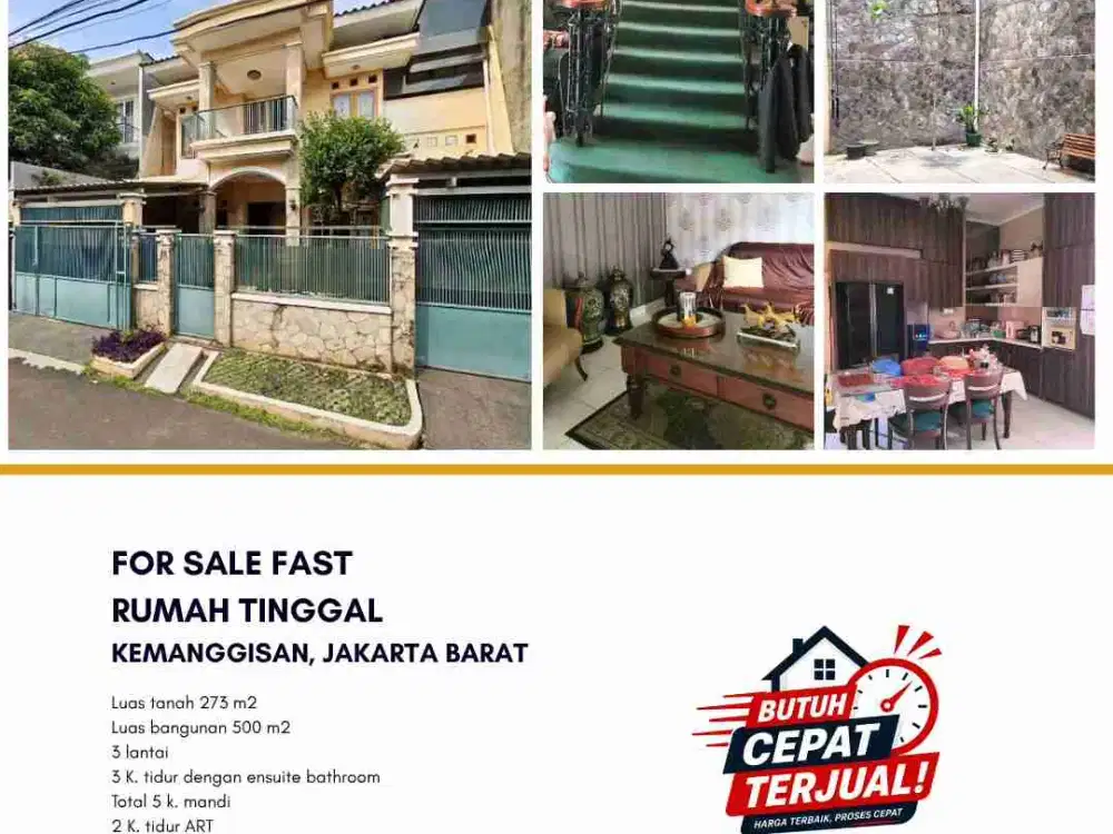 Dijual Cepat Rumah Tinggal di Kemanggisan