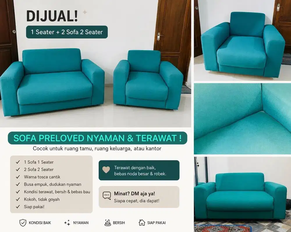 SOFA 2 SEATER & 1 SEATER WARNA TOSCA
