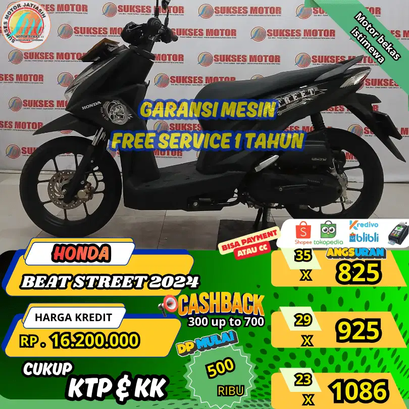 HONDA BEAT STREET 2024 ANGSURAN TERMURAH SYRT KTP&KK (SUKSESMOTOR)