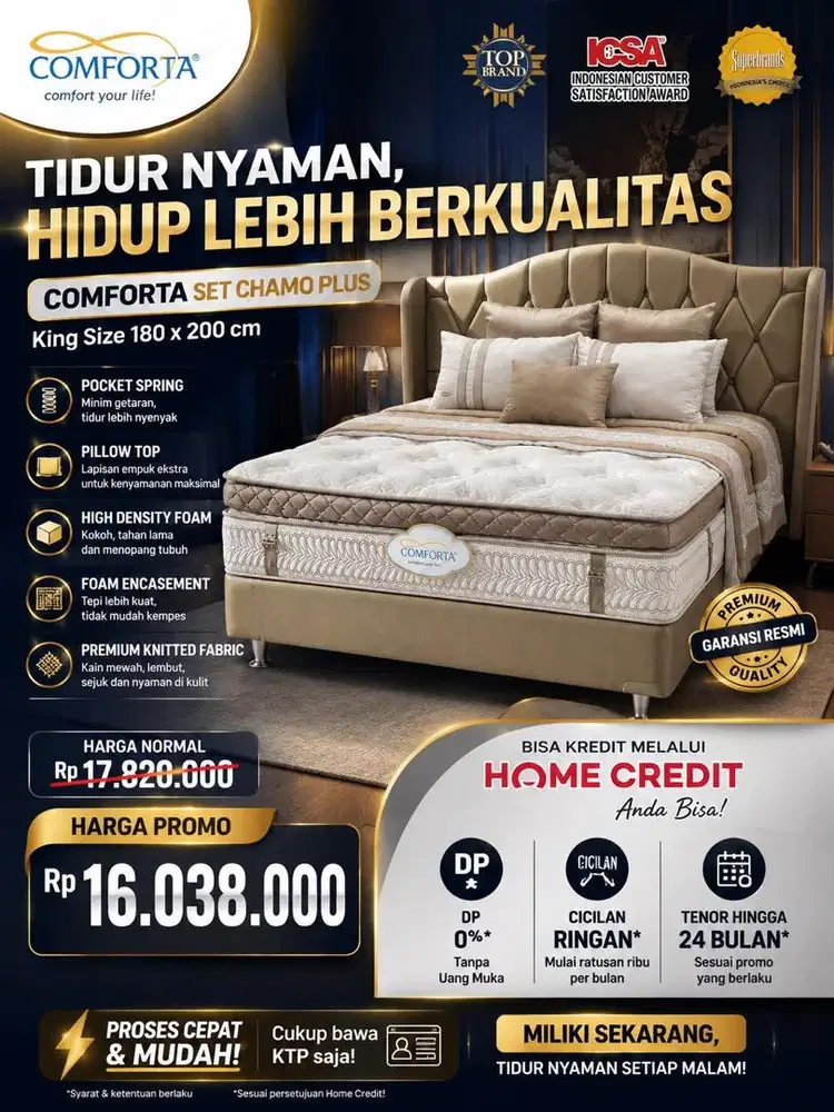 Comforta Set Chamo Plus King 180×200 – Bisa Kredit Home Credit!