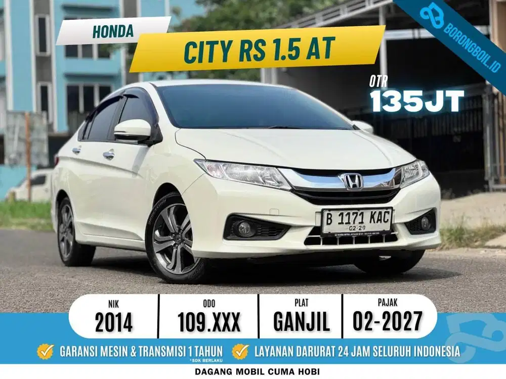 HONDA CITY RS 1.5 AT 2014 PUTIH LOW KM ISTIMEWA SIAP PAKAI