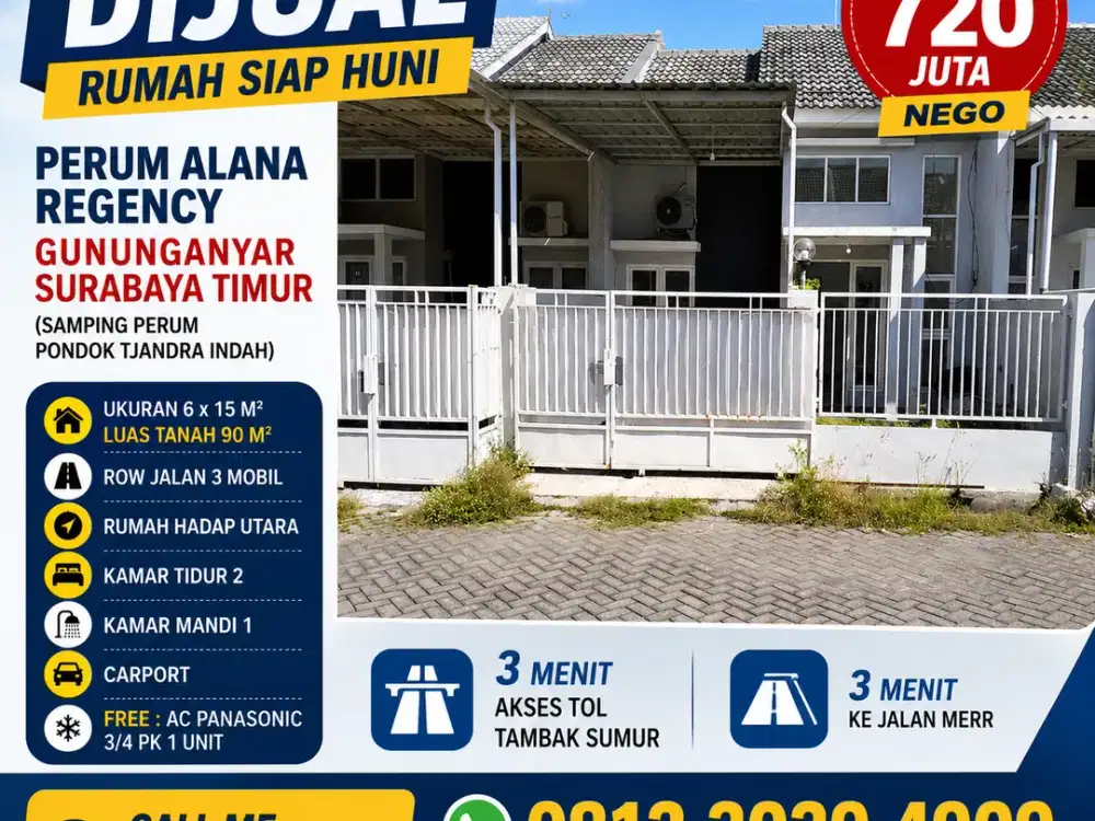 DIJUAL PERUM ALANA REGENCY – GUNUNGANYAR SURABAYA TIMUR (SAMPING PERUM PONDOK TJANDRA INDAH)