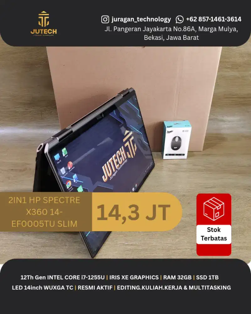 LAPTOP HP SPECTRE X360 14-EF0005TU SLIM CORE i7 GEN 12 RAM 32GB