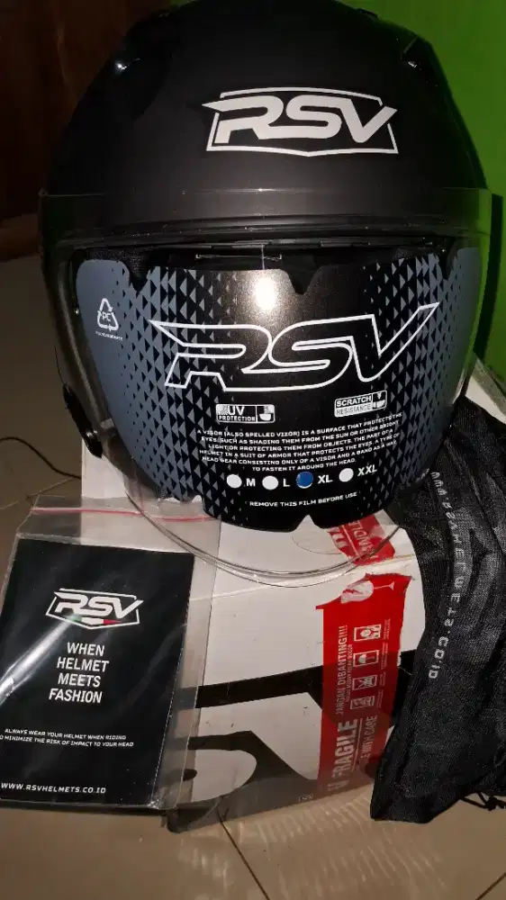 Helm baru RSV hitam dop dobel visor ukuran xl