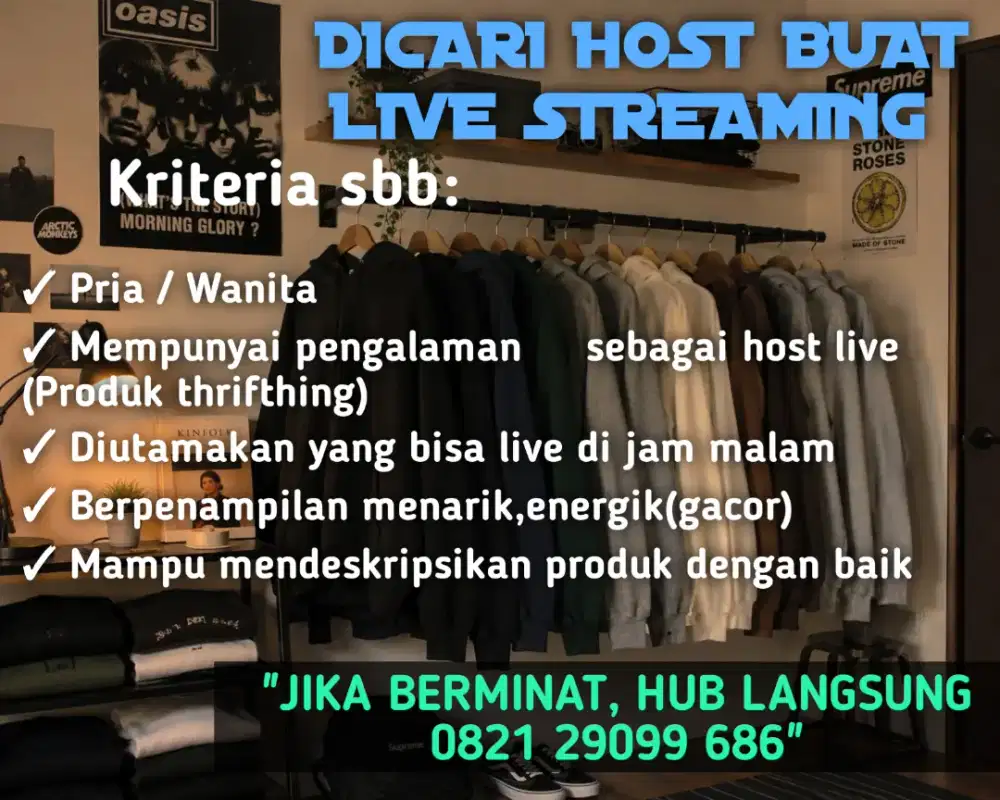 Dicari Host live streaming