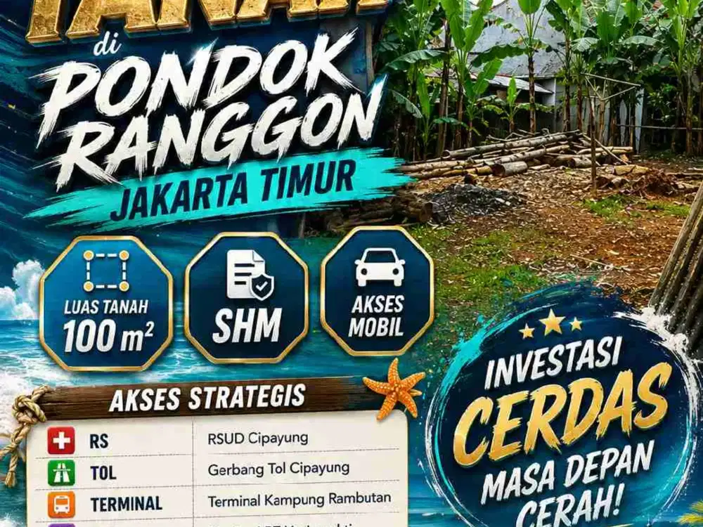 Jual Tanah di Jakarta Timur Pondok Ranggon - Dekat LRT Harjamukti, SHM, Akses Mobil, Nego