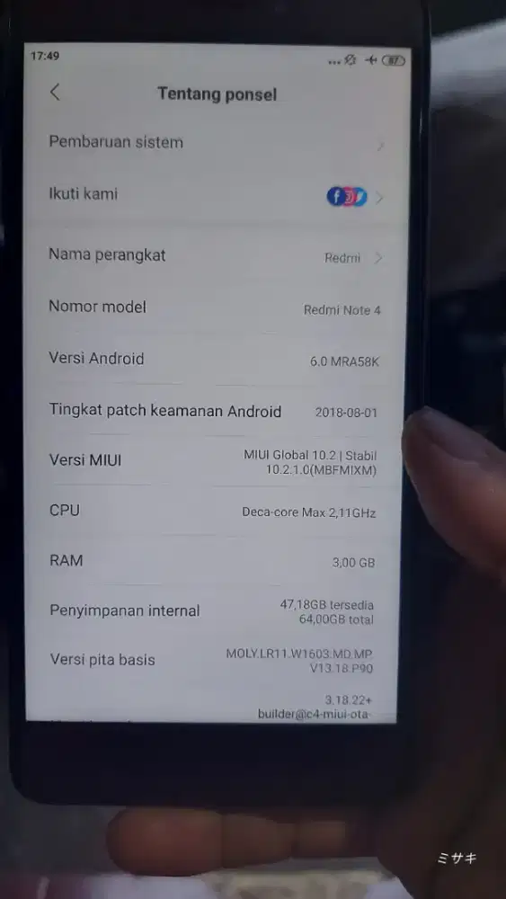 Xiomi note 4 batangan