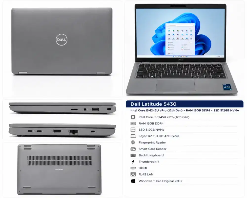 Dell Latitude 5430 i5 Gen 12 16GB 512SSD Win11 Pro Original