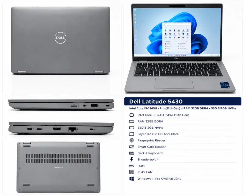 Dell Latitude 5430 i5 Gen 12 32GB 512SSD Win11 Pro Original