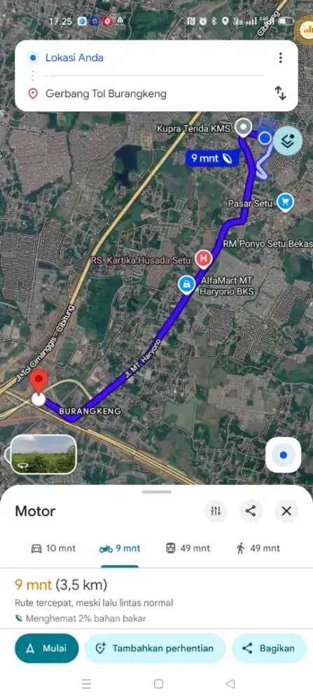 Tanah komersial daerah bekasi setu
