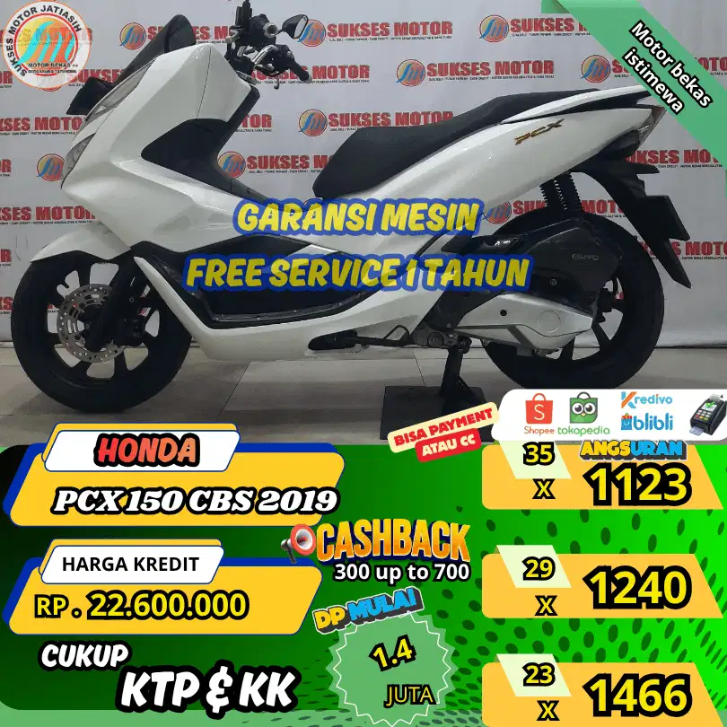 HONDA PCX 150 CBS 2019 ANGSURAN TERMURAH SYRT KTP&KK (SUKSESMOTOR)