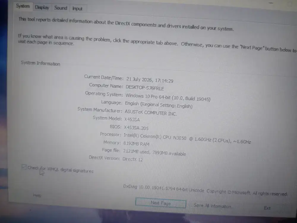 Laptop ASUS X453SA