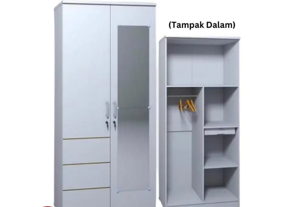 DIJUAL LEMARI 2 PINTU + KACA (BARU)
