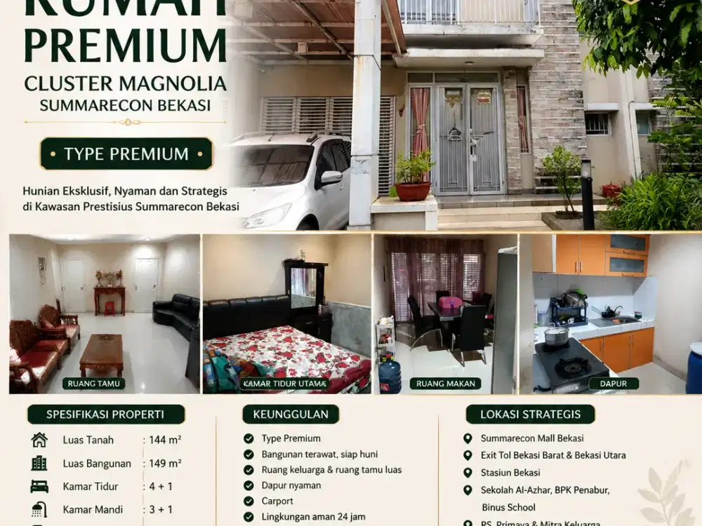Dijual Rumah di cluster Magnolia Summarecon Bekasi