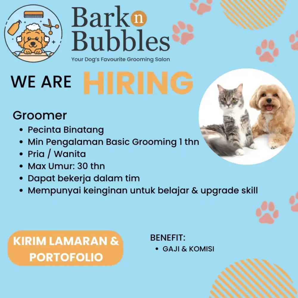 Lowongan untuk Pet Groomer & Stylist