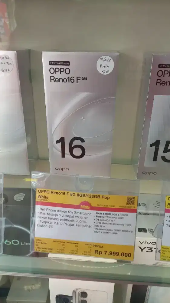 PROMO CICILAN BUNGA 0% HOME CREDIT ( OPPO RENO 16F 5G 8GB / 128GB )