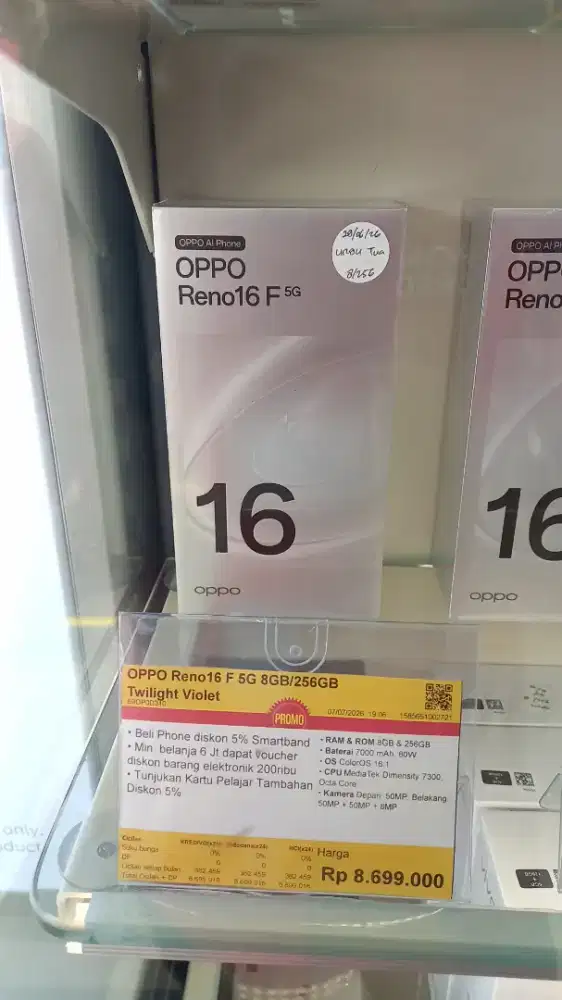 PROMO CICILAN BUNGA 0% HOME CREDIT ( OPPO RENO 16F 5G 8GB / 256GB )